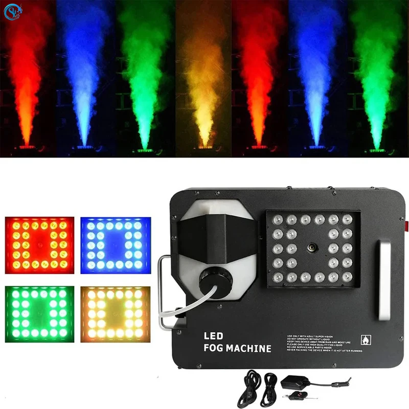 Stage 1500W RGB LED Fog Machine 24x9W Vertical Smoke Machine DMX512 For Disco Party Wedding Bar Equipment