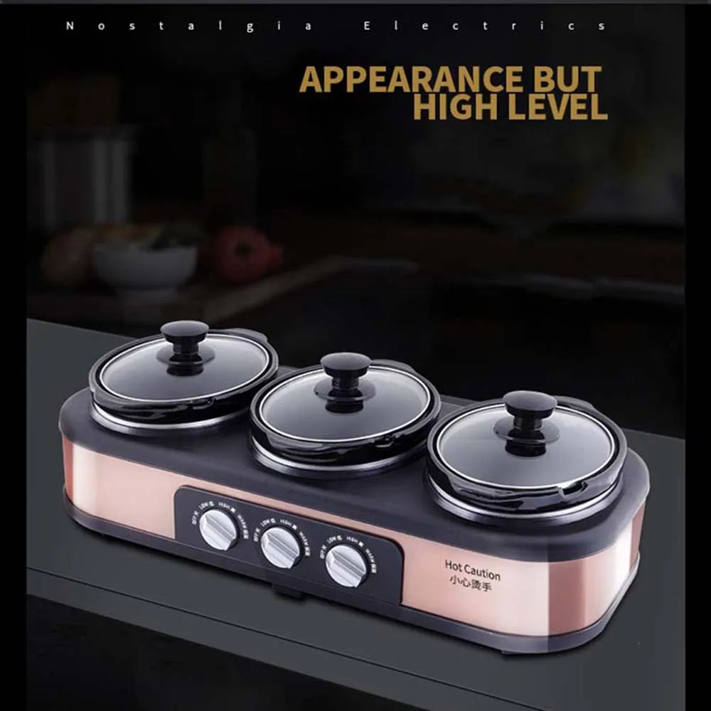 Automatic Slow Cooker Stew Pot Three Head Stainless Steel Multi Cooker Electric Porridge Electrodomesticos Para La Cocina