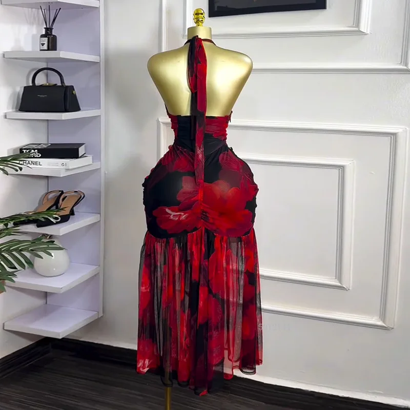 Mulheres halter pescoço sem costas ruched empilhado sem mangas malha longo maxi vestido 2025 aniversário até vestidos de festa sexy