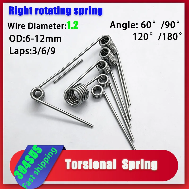 Material: 304 Stainless Steel | Wire Dia: 1.2mm | Right Hand Wind | Available Coils: 3/6/9 Turns, 10 Pcs per Pack