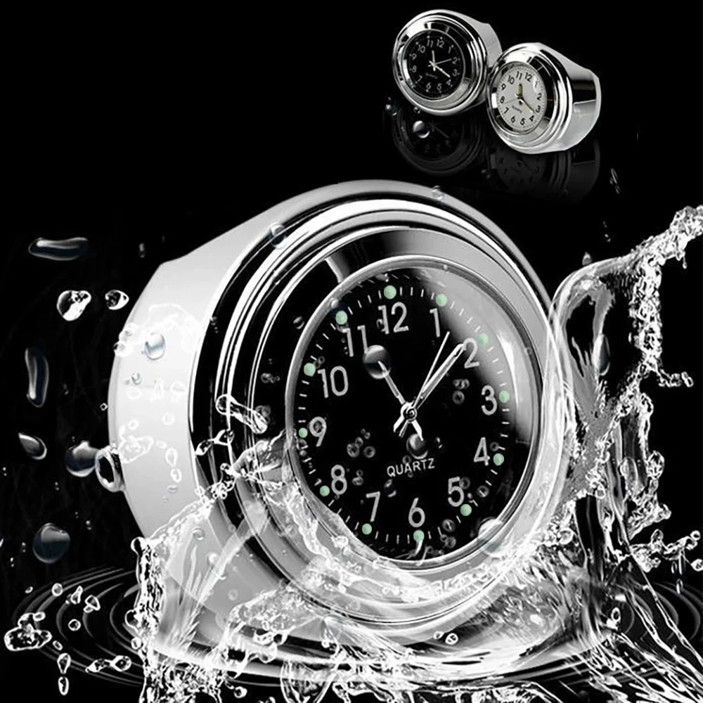 

Motorcycle Bike Handlebar Mount Clock Waterproof Chrome Moto Accessories Automobiles Parts Accessories Interior Parts Gauges