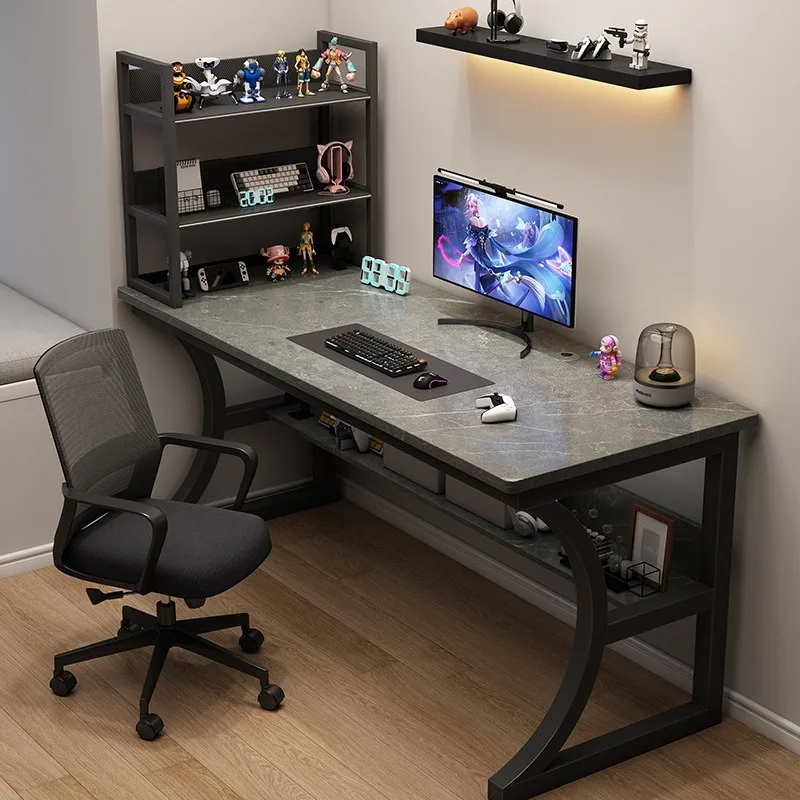 Gaming table Household desktop computer table with shelves Office table and chair Simple desk Bedroom learning writing table image 2