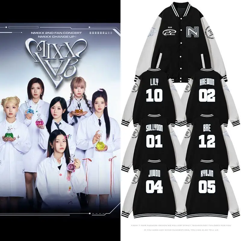 Nmixxs Jacket 2025 FM Concert NMIXXS CHANGE UP MIXX LAB Baseball Jersey Jacket American Style Couple Costume Casual Scene Top