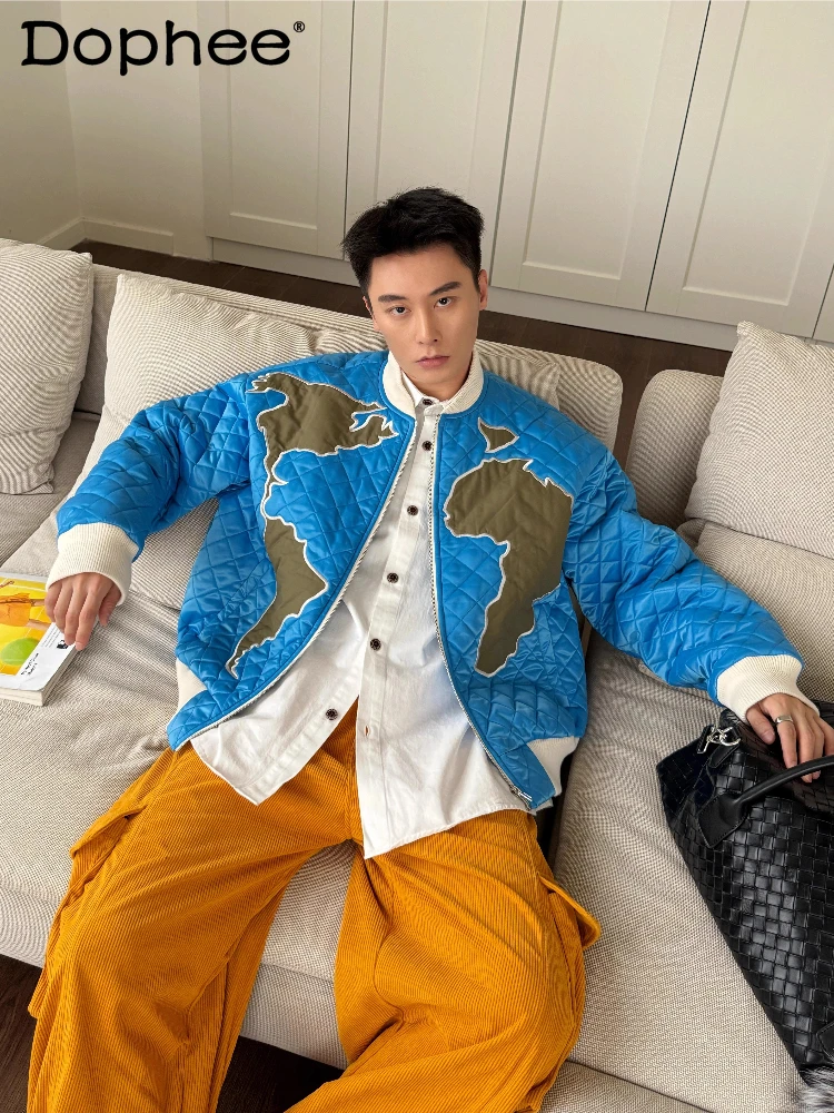 الرجال 2025 الخريف موضة جديدة سترات للعبة البيسبول سترات الذكور النمط الأمريكي مطبوعة فضفاضة الراحة الجولة الرقبة اللون مطابقة القمم #1