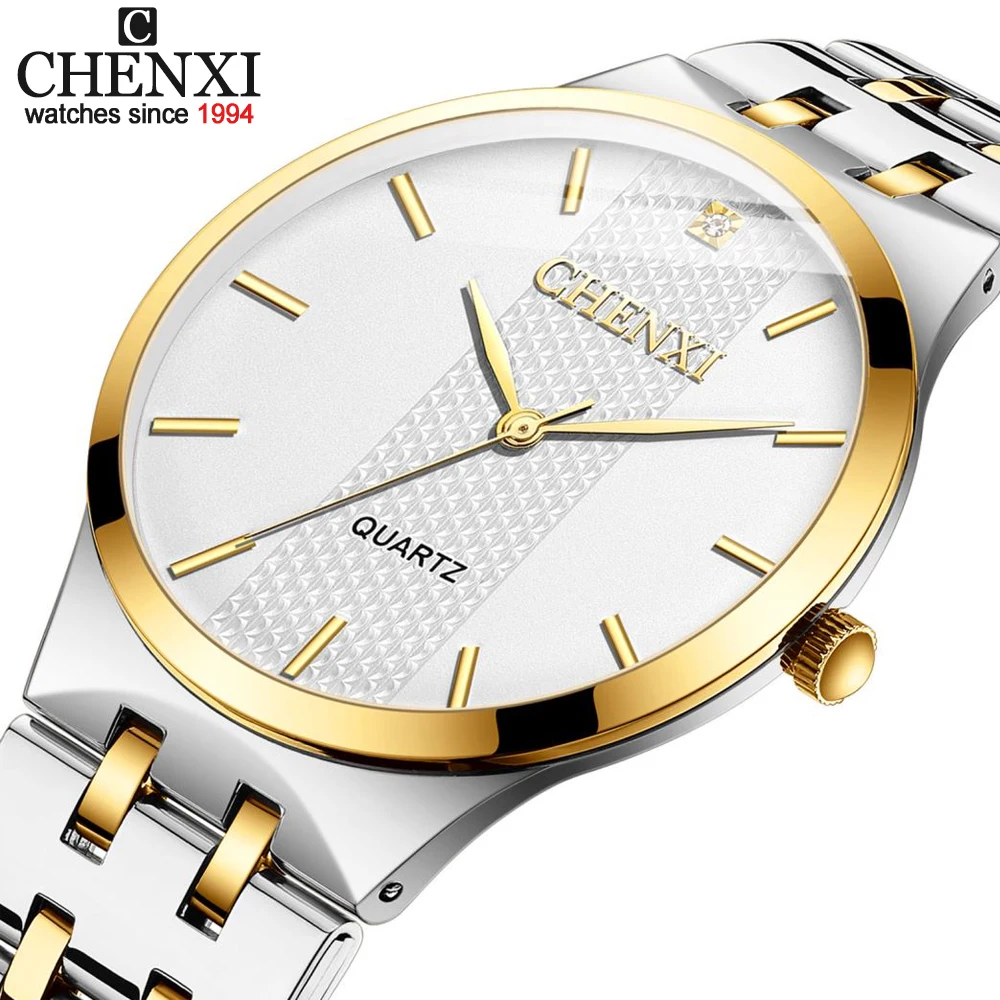 CHENX Fashion Couple Analog Quartz Watches Waterproof Stainless Steel Watch For Men Women Sport Casual Fashion Date Wristwatches