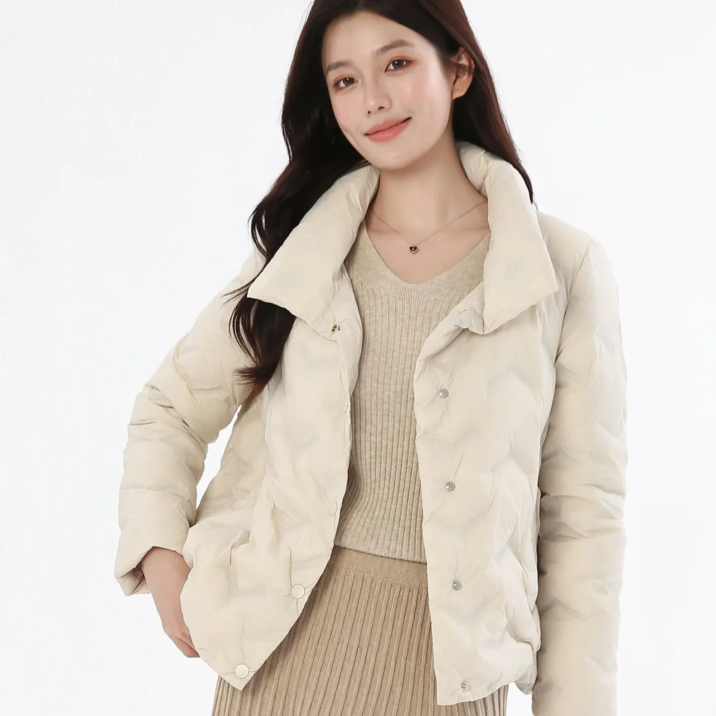 Doudoune légère décontractée à col montant pour femme, mode automne et hiver