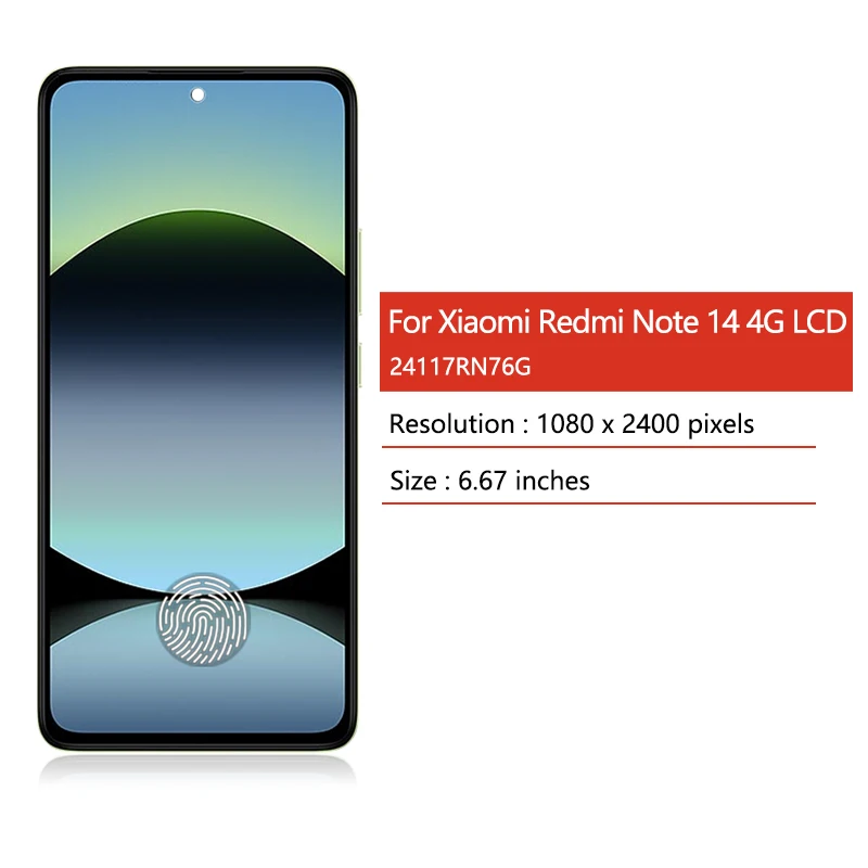6.67 "AMOLED dla Xiaomi Redmi Note 14 4G wyświetlacz LCD dotykowy Digitizer zgromadzenie 24117RN76G ekran LCD z ramką — zdjęcie produktu 2