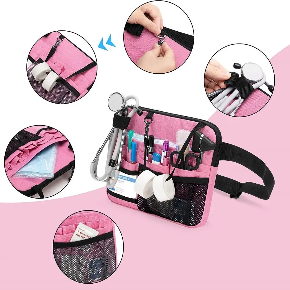 Multi Compartment Nurse Fanny Pack Portable Detachable Tape Strap Nursing Organizer Pouch Waterproof Anti-slide Waist Tool Bag