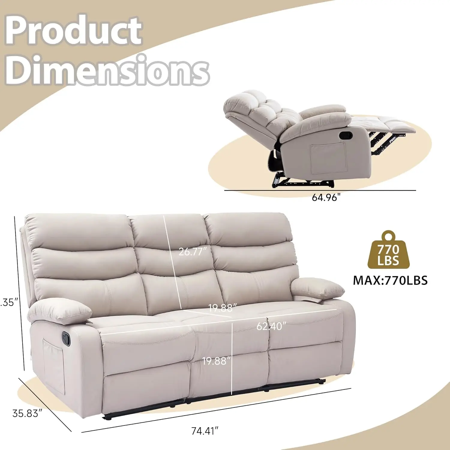 Thumbnail 2 - #14 Latest Reclining Sofa Couches Offers