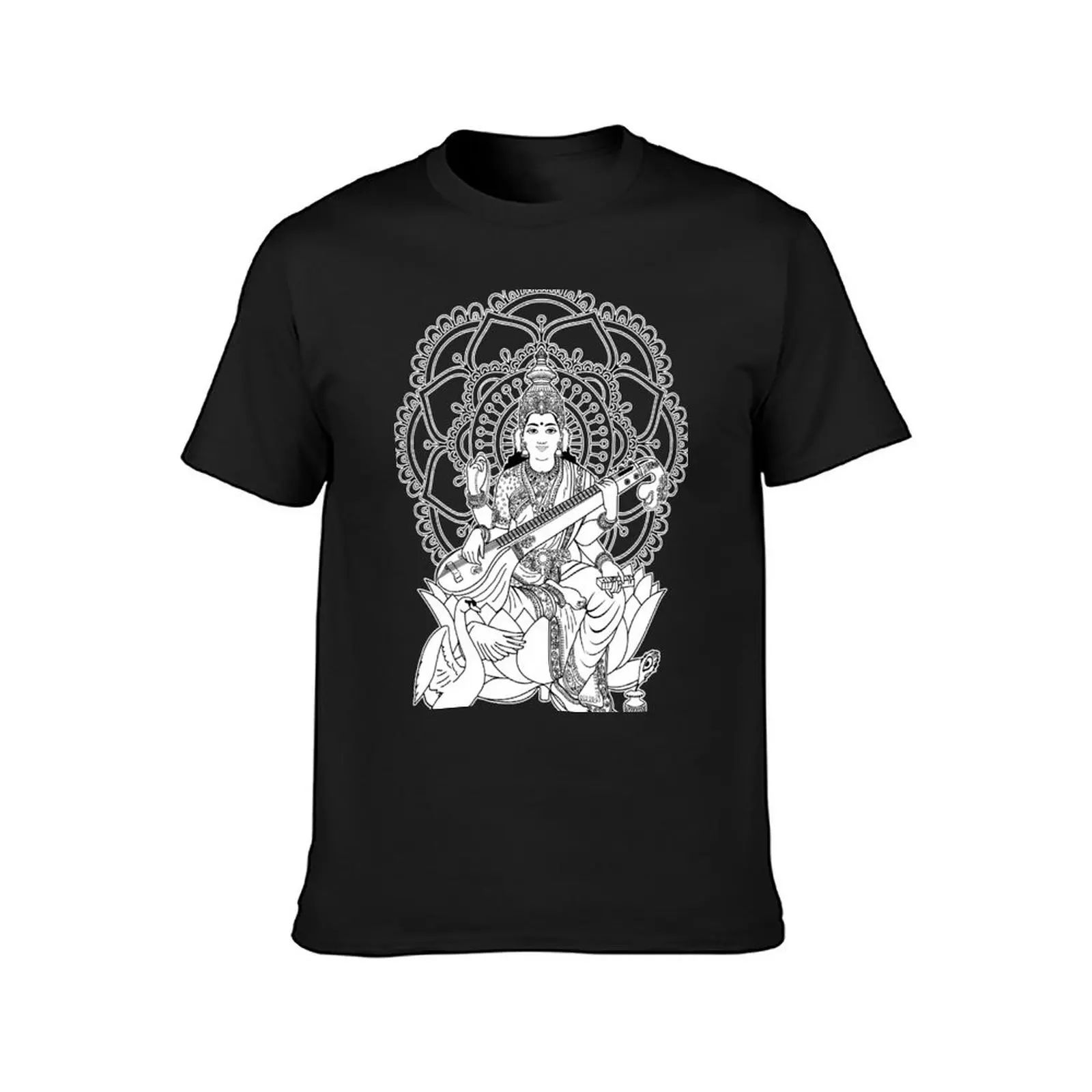 Saraswati or Sarasvati - goddess of knowledge T-Shirt vintage vintage clothes plain Men's cotton t-shirt