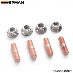 EPMAN Sport M10 x 1.50 Threaded Turbo Studs Kit Flange Nuts High Strength T3 T4 T6 Set of 4 EP-CGQ157HT