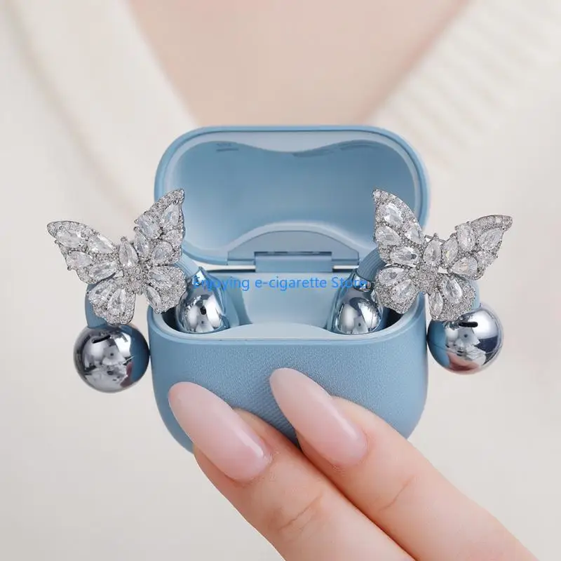 Schimmernde Legierungs-Schmetterlings-Ohrclip-Dekorationsdesign für Freeclip 1/2 Ohrhörer-Clip-on-Charm-verbessernde Stile Y4QF – Detail 2