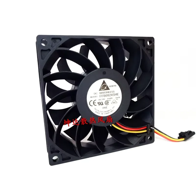 Delta Electronics FFC0924B DC 24V 0.60A 90X90x25mm 3-Wire Server Cooling Fan