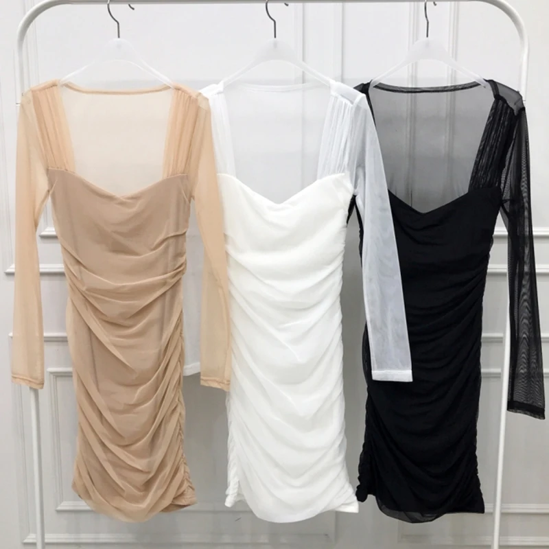 Dongda Gate Faionable confortable nouvelle femme longue Sve Me minceur Dr taille haute corps singe mettant en évidence jupe