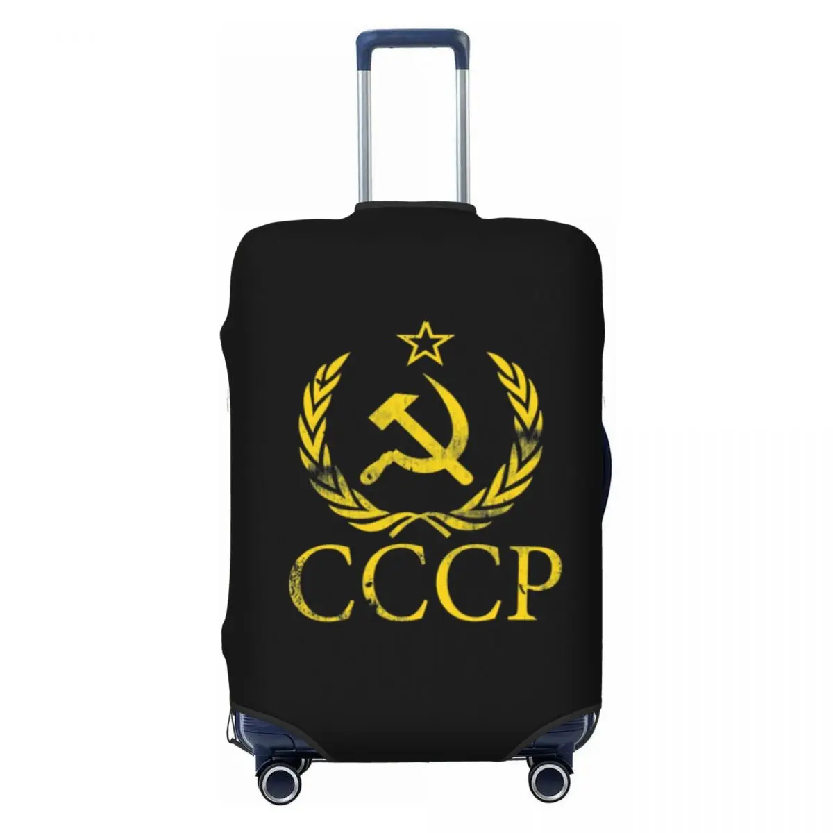 Custom Soviet Union Hammer And Sickle Luggage Cover Protector Russian CCCP Travel Suitcase Protective Cover for 18-32 Inch