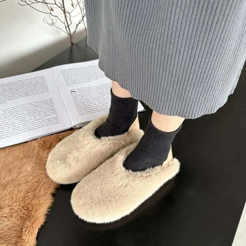 

Fall/Winter 2025 Slip-on Lambswool Cotton Shoes Flats