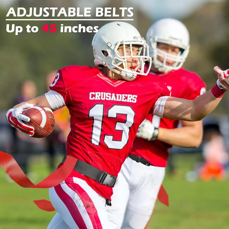 Flag Football Belts, 14 Player Adjustable Flag Football Set for Sports Training Competition (Red & Blue)-A14I