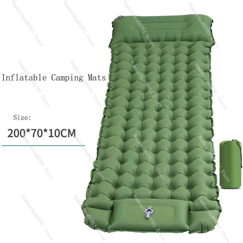 Outdoor Camping Inflatable Mattress Thicken Widen Single Sea Bed Sleeping Pad Air Mat Travel Hiking Supplies 200x70x10cm