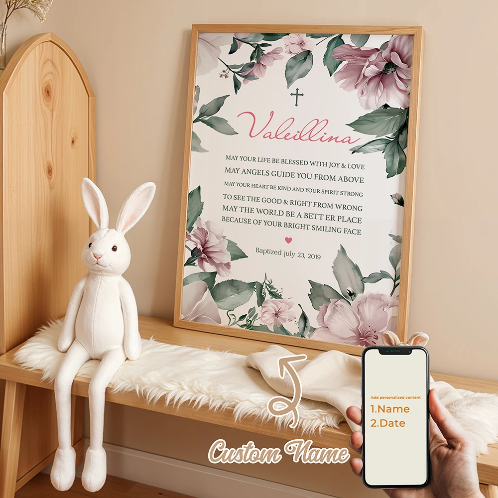 

Custom Christian Baptism Gifts Personalized Wall Art Printmaking Canvas Painting Poster Picture Living Room Home Decoration