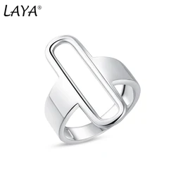 LAYA 925 Sterling Silver Irregular Unique Design Plain Silver Creativity Wide Big Ring For Men Women Original Modern Jewelry