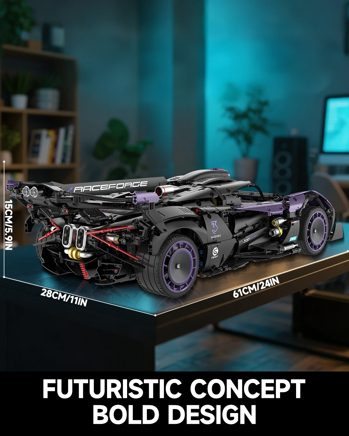 3332 قطعة التحكم عن بعد التقنية سيارة رياضية النار النيزك اللبنات الطوب تجميع نموذج لعب للبنين هدية عيد ميلاد مجموعة #5