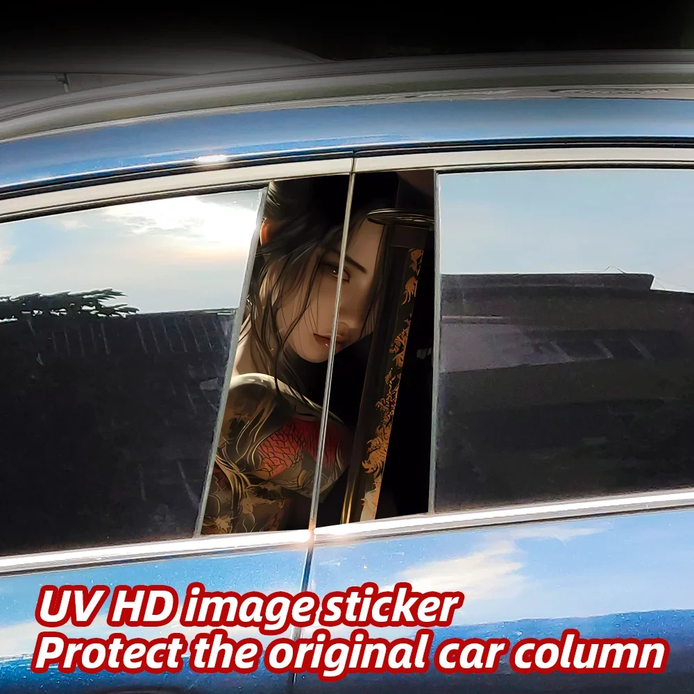 Female Samurai Warrior Car Stickers Waterproof Auto B Pillar Decor Cover Scratches Car Door Pillar Vinyl Decal Decor Accessories