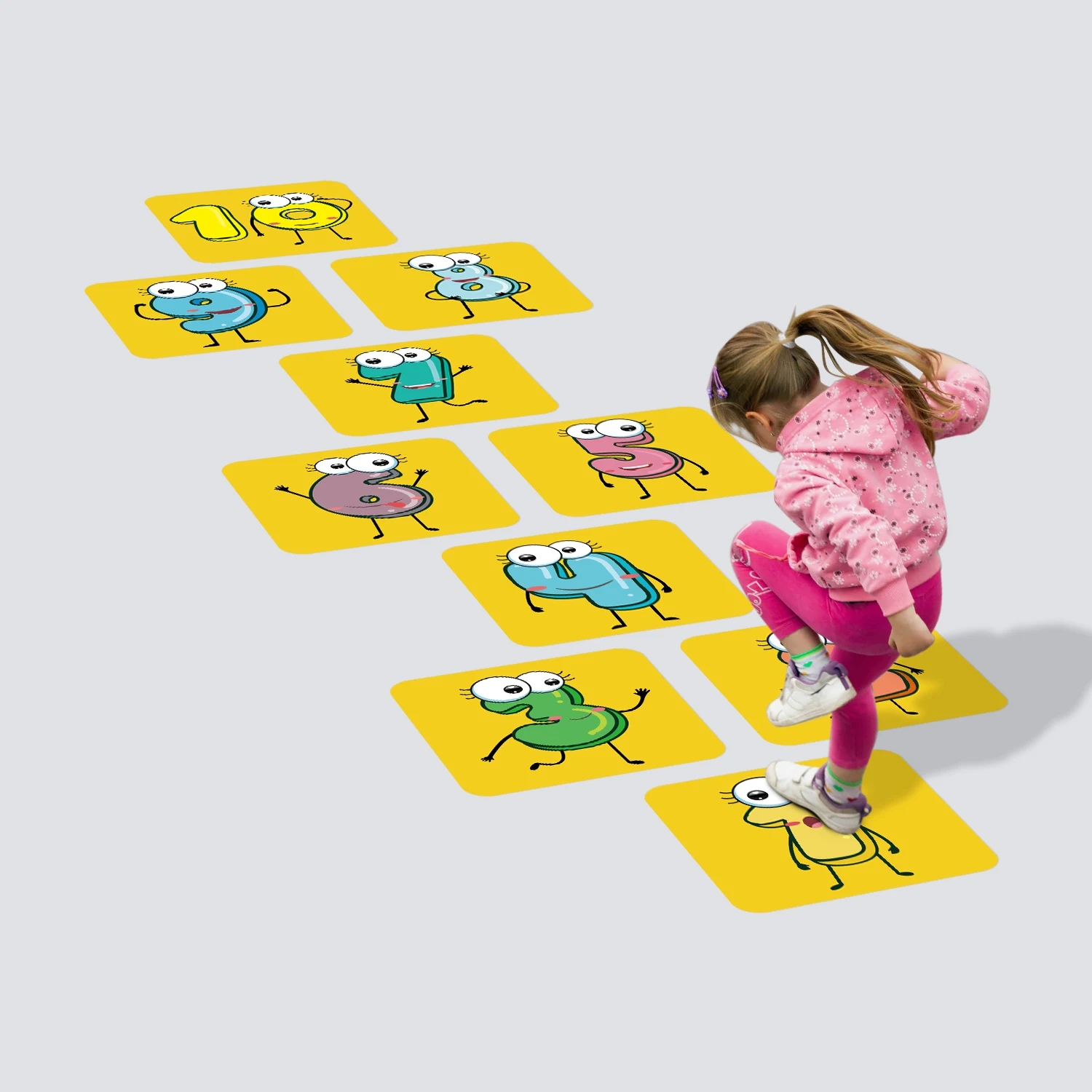 

Cartoon digital grid hopscotch game floor stickers parent-child gift home kindergarten kindergarten decoration waterproof remova