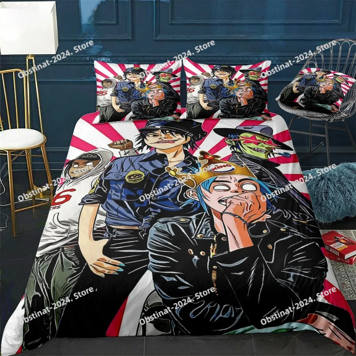 

Music Band Gorillaz Bedding Set Anime Duvet Covers Double Bed Twin Size Bedding Quilt Cover Cartoon Children's Bed Set For Home