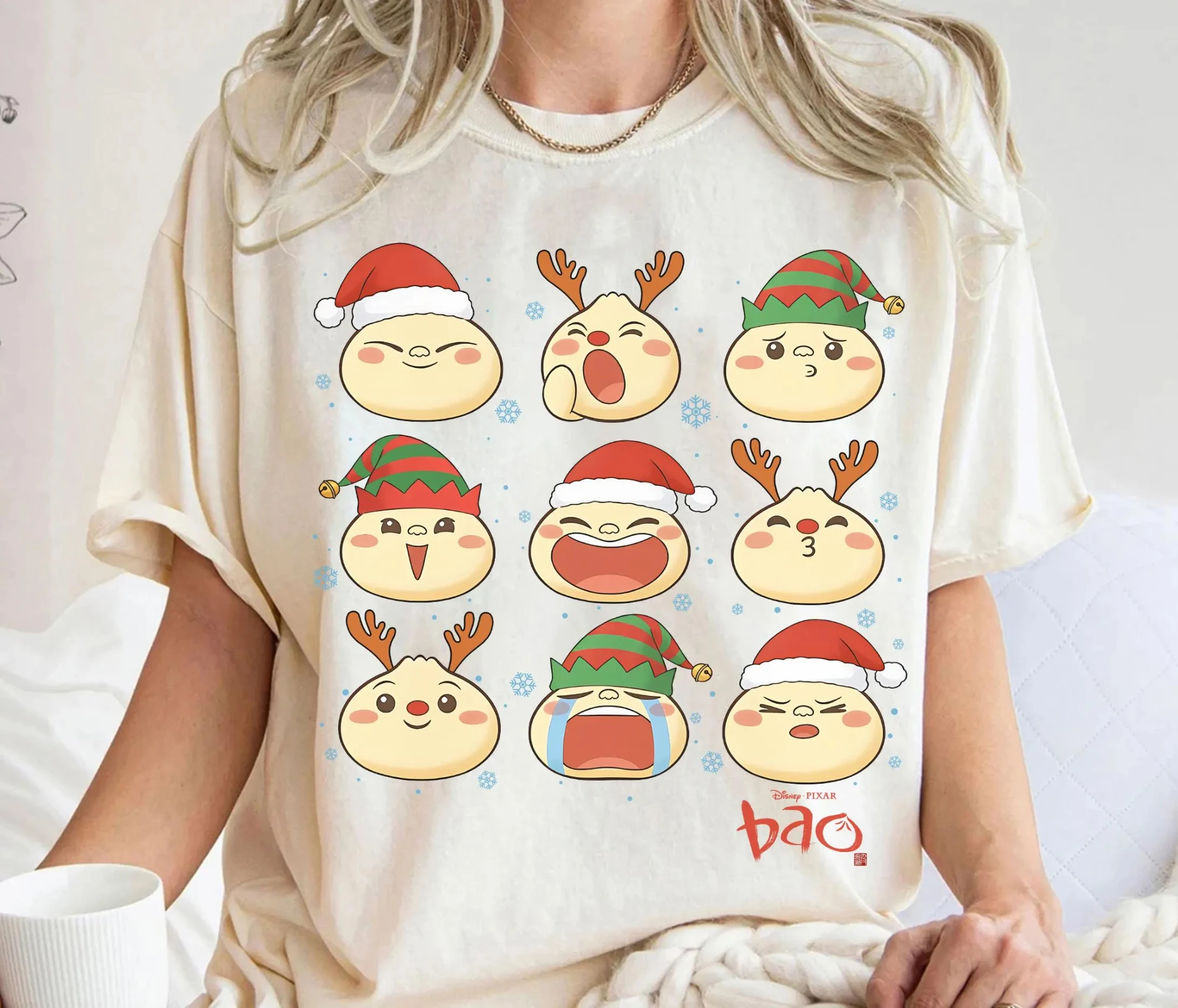 

Disney Pixar Steamed Bun Expression Christmas T-shirts, Christmas T-shirts, Pixar Short Film T-shirts, Family T-shirts