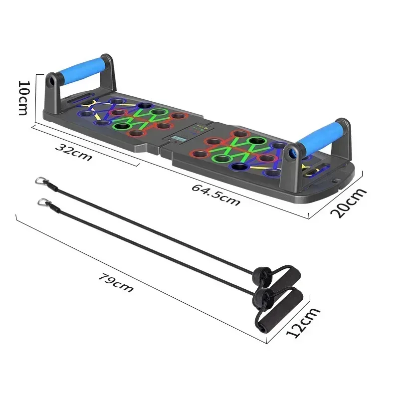손잡이가 있는 휴대용 다기능 푸시업 보드 세트, 가슴 복부 팔 및 등 훈련용 접이식 피트니스 장비