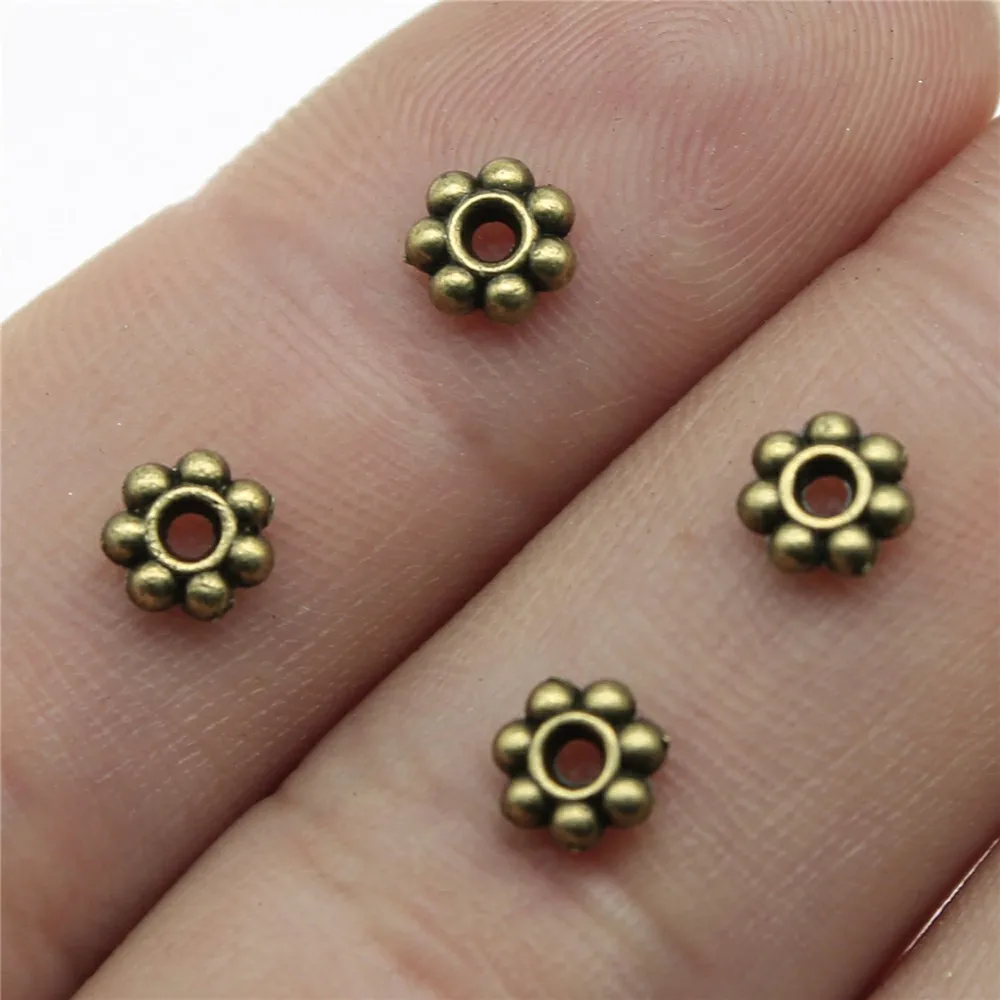 WYSIWYG 40pcs 5x5mm Vintage Spacer Beads For Jewelry Making Antique Bronze Color Small Spacer Bead Pendants Charm Spacer Bead