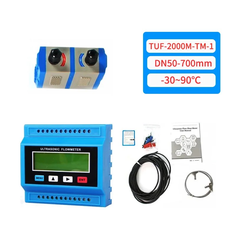 TUF-2000B Wandgemonteerde ultrasone flowmeter TUF-2000M Modulaire ultrasone waterstroommeter DN15-700 Digitale vloeistofstroomtransdcer