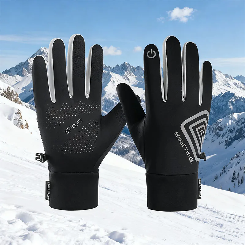 Fahrradhandschuhe Motorradfahrer Herbst Winter Warm Camping für Männer Frauen Ski Fahrrad Samt Touchscreen Wasserdichte Handschuhe