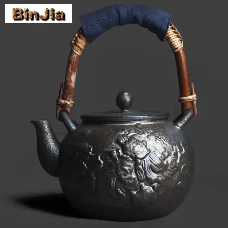 1500ml Kiln Fambe Black Gold Boiling Water Kettle Large Capacity Tea Infuser Pot Yellow Rice Wine Kettle Drinkware Accessories
