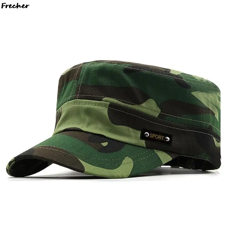 Camouflage Trendy Trucker Cap Men Camouflage Flat Caps Fishing Hunting Jungle Hat Outdoor Breathable Cotton Snapback Hats Gorras