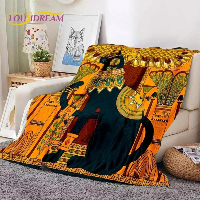 Winter Print Baby Blanket Pharaoh Hieroglyphic Egyptian Mythology Babes Carpet Keep Warm Comfortable for Sofa Bedroom