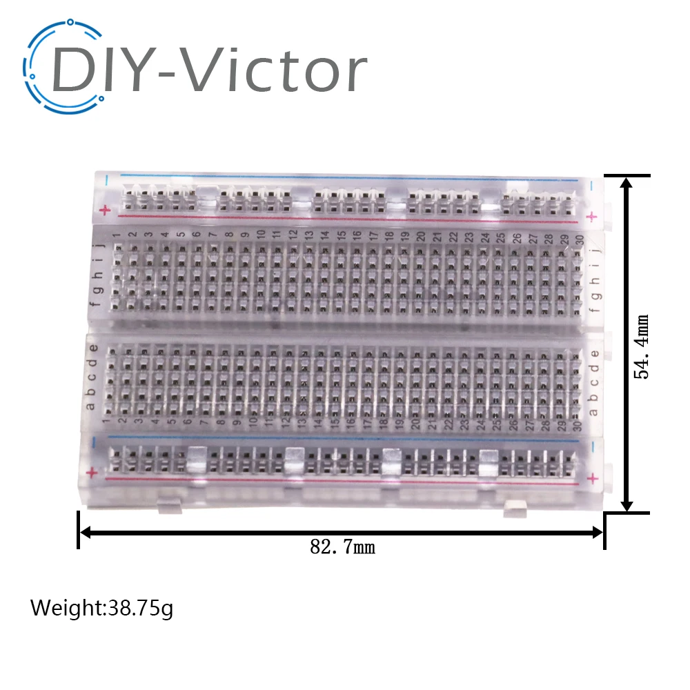 400 Points Solderless PCB Breadboard Mini Test Protoboard 8.3CM x 5.5CM transparent Bread Board Male to Male Dupont Cable DIY