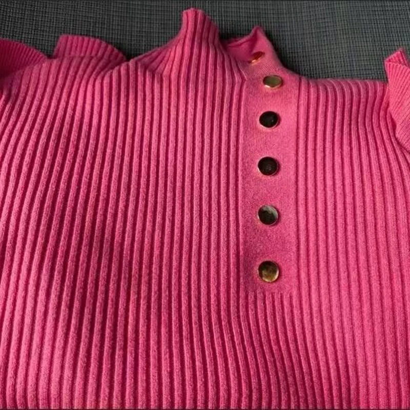 Women Butterfly Sleeve Sweater 2023 Korean Turtleneck Basic Knitted Pullover All-Match Office Lady Korean Basic Knitwear Top