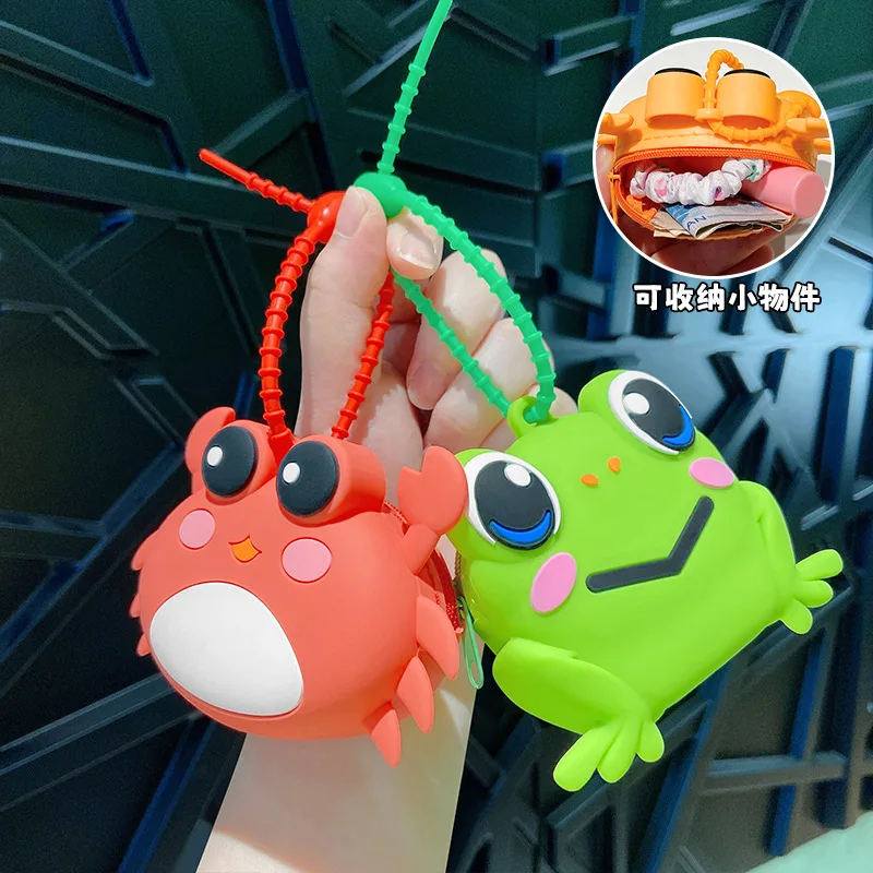 

Frog And Crab Mini Cartoon Silicone Coin Purse Women Earphone Bag Storage Bag Cute Kids Silicone Bag Decoration Pendant Keychain