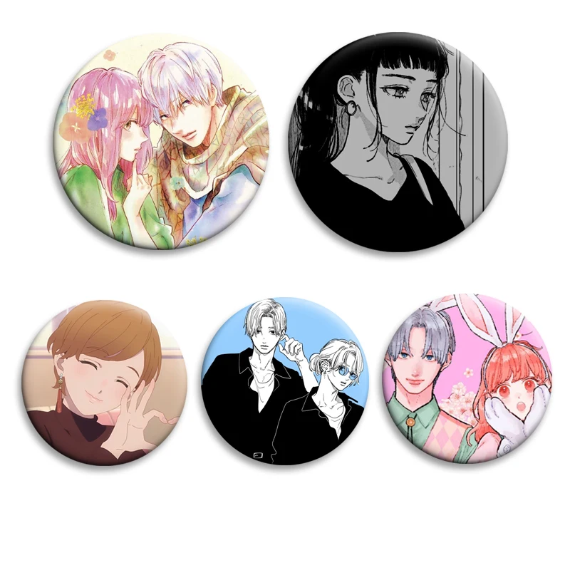 Yubisaki To Renren Badge Hajime Saki Brooch Anime Romance Cute Pin for Cosplay Accessory Backpack Decoration Romantic Collection