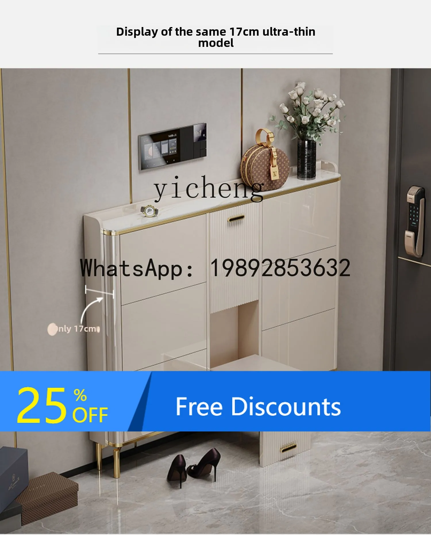 

ultra-thin shoe cabinet household door entry tipping bucket door extremely narrow seat integrated