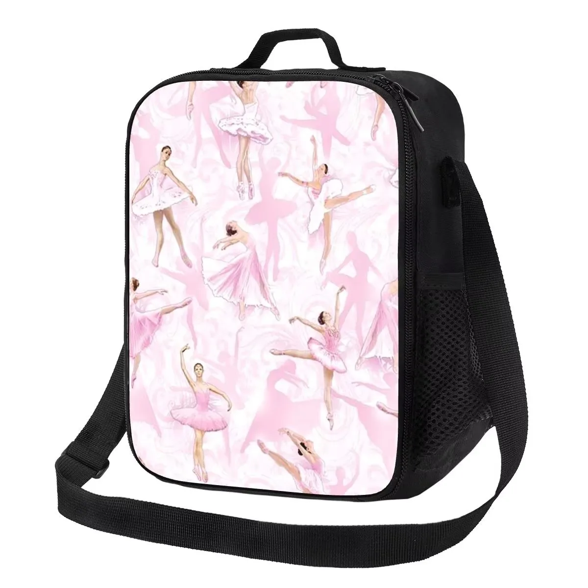 Ballerina Dancer Print Insulated Lunch Bag Reusable Picnic Cooler Tote for School Office