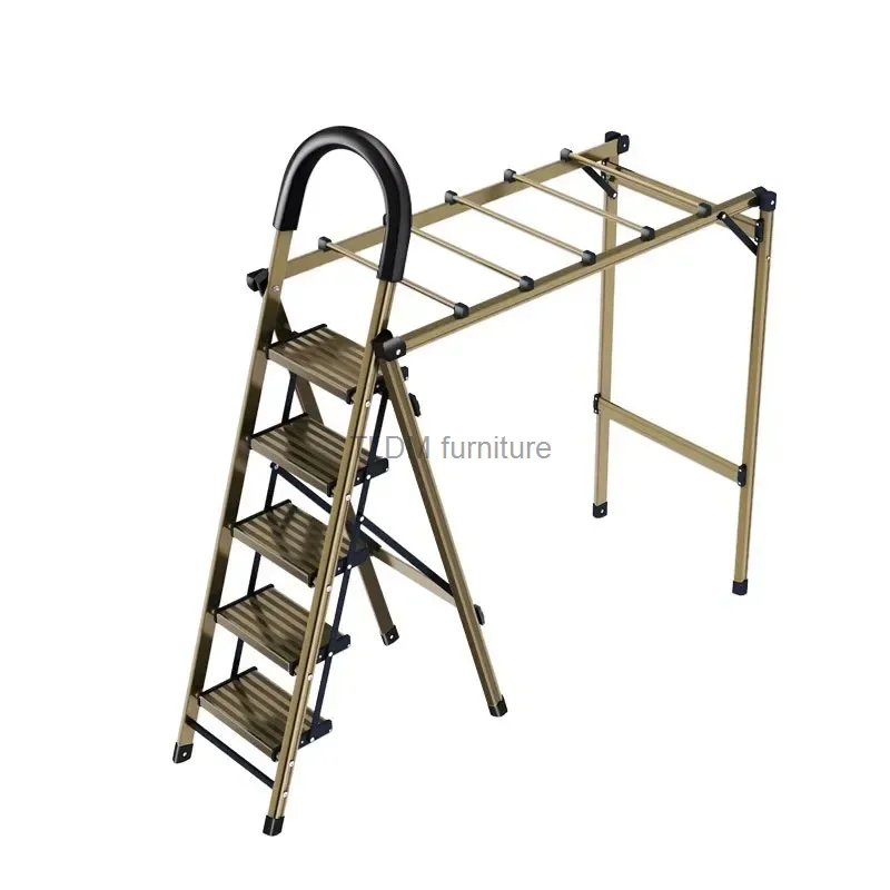 Multifunction Folding Ladders Aluminum Alloy Ladder with Drying Rack Thickened Herringbone Ladder Portable Engineering Stairs T