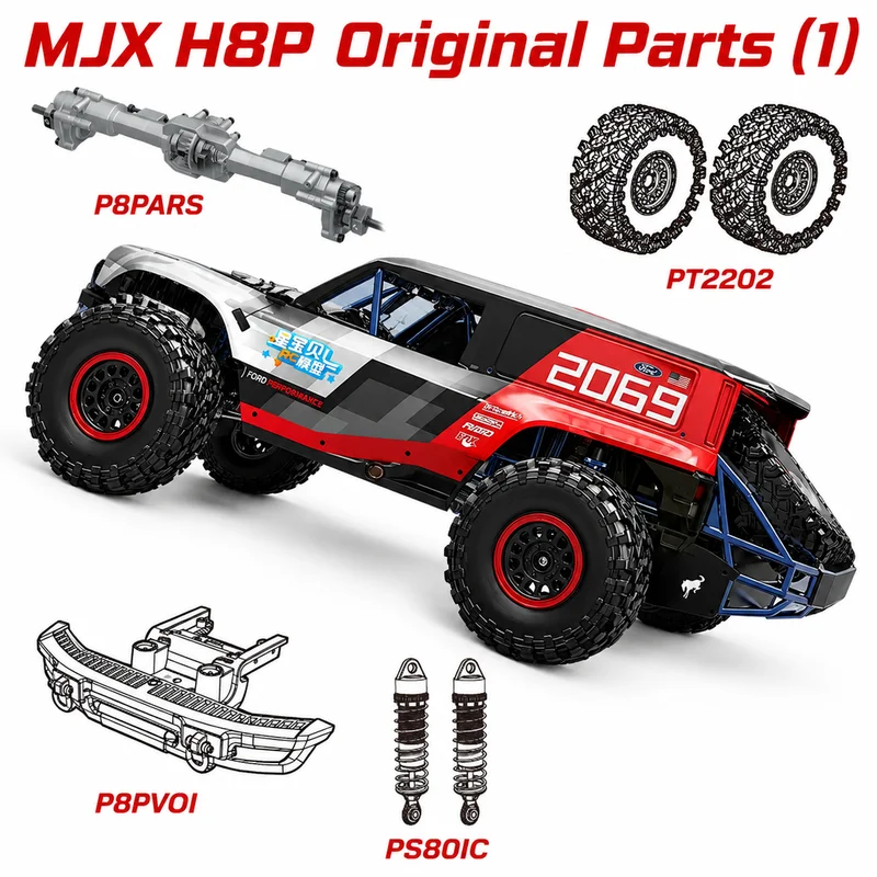 Meijiaxin Mjx H8p Original Accessories  Light Group Front Collision Link Front And Rear Axle Suspension Tire Steering Gear