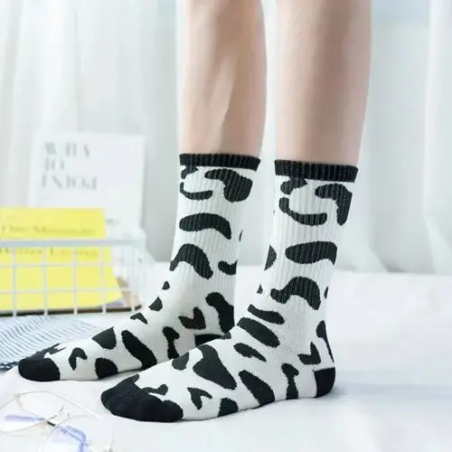 Womens Socks Lovely Cow Pattern Short Socks Creative Printing Socks Ankle Sock Striped Skateboard Socks