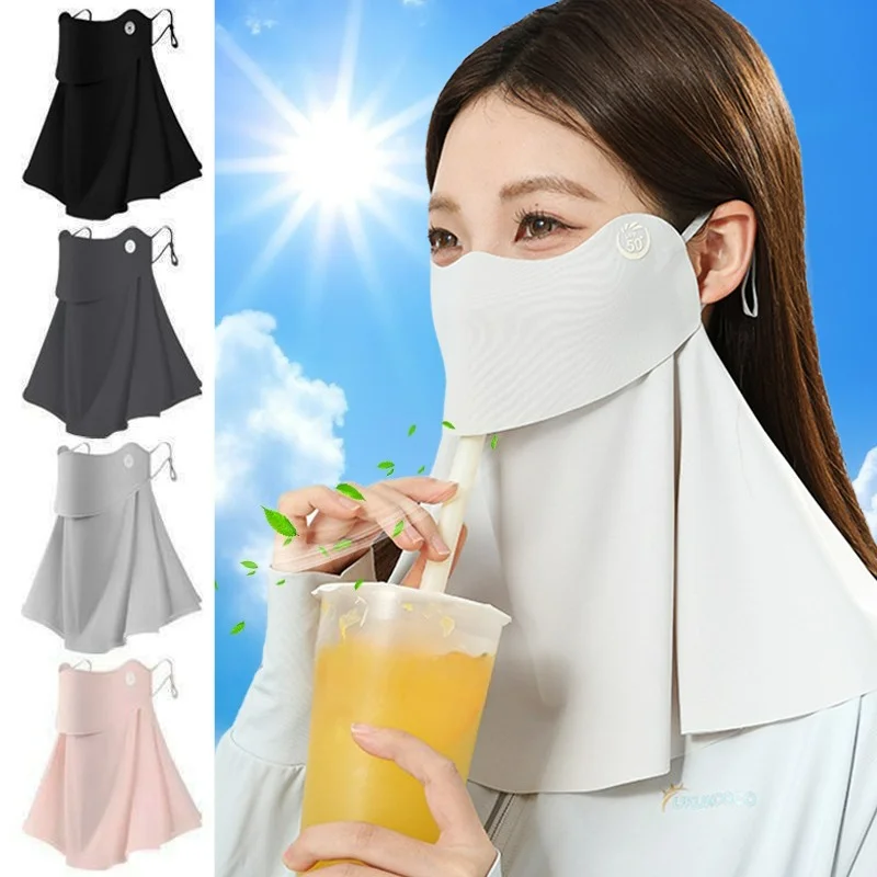 Fashion Outdoor Sport Sunscreen Mask Women Traceless Mask Ice Silk Anti-UV Facemask Summer Cycling Sun Protection Neckerchief