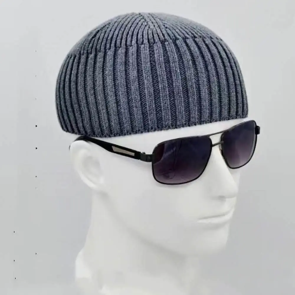 Street Solid Color Knitted Cap Brimless Keep Warm Melon Beanie Cap Elastic Bonnet Beanies Outdoor