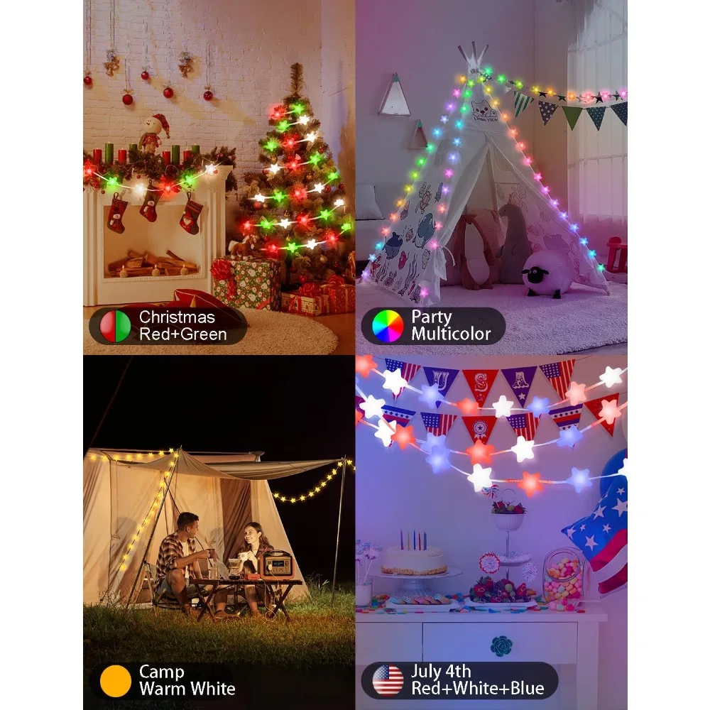 Smart Star Fairy Lights 33Ft 66LED, App & Remote Control, Music Sync, 16M Colors, Waterproof for Bedroom, Party, Christmas view 4