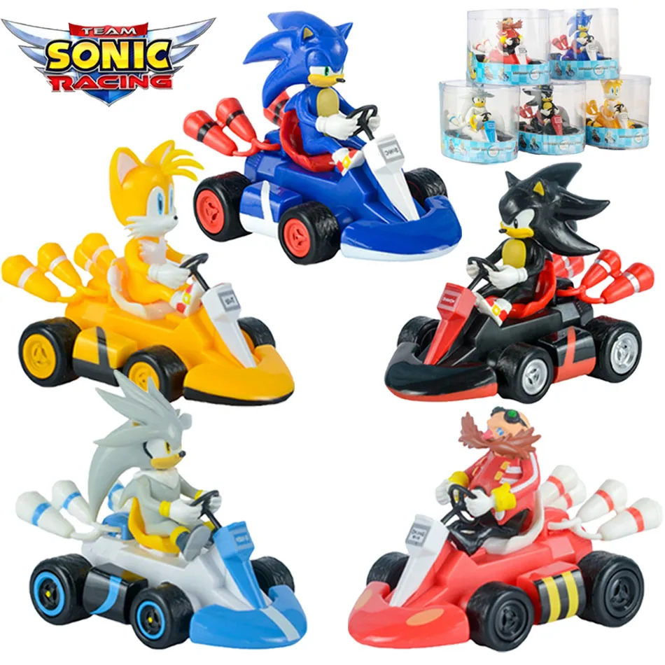 Figura de dibujos animados de Sonic the Hedgehog, decoración de coche, modelo de escritorio, Kart, juguetes para niños, decoraci