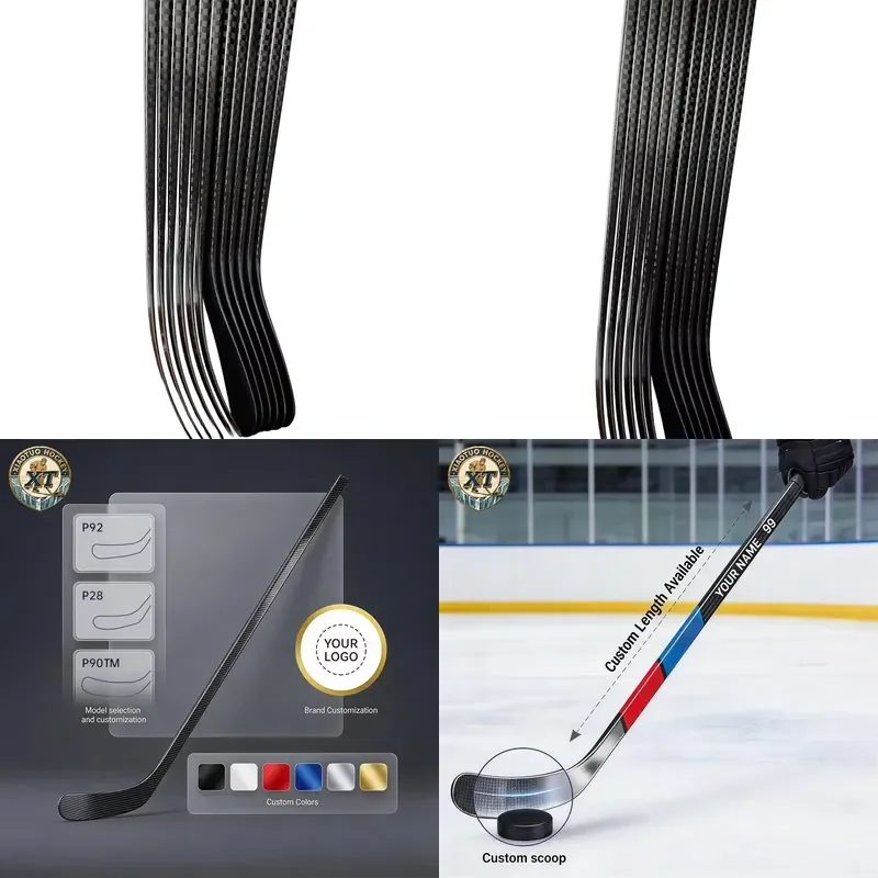 OEM Private Label Carbon Fiber Ice Hockey Sticks Wholesale Factory Direct Assorted Sizes for Adult Youth Junior